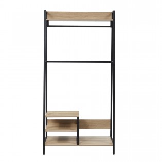 EINGANGSGARDEROBE FLORE /Gebleichte Eiche und schwarzes Metall