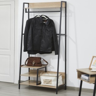 EINGANGSGARDEROBE FLORE /Gebleichte Eiche und schwarzes Metall