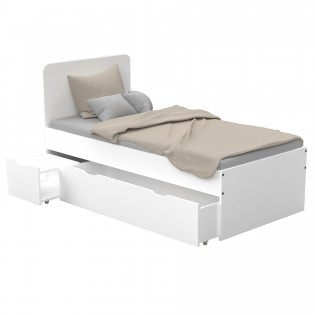 Bett ZENIA 90x190 + 1 Nachttisch + 1 Schublade / Weiß