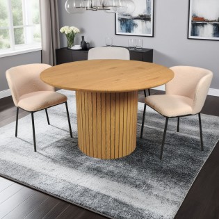 Table à manger BAHIA 6 personnes diamètre 120 cm / Décor Chêne artisan