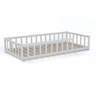 Lit NINO 90x190 + 1 sommier + barrière / Blanc