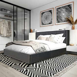 BETTKASTEN WEMBLEY mit Lattenrost/ Bett 140x190 - Dunkelgrau