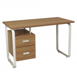 Schreibtisch mit Schubladen PEARL/ Eiche dekor und Metall Weiß Schreibtische & Stühle {attributes} Meuble pro