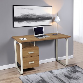 Schreibtisch mit Schubladen PEARL/ Eiche dekor und Metall Weiß Schreibtische & Stühle {attributes} Meuble pro