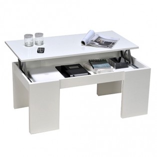 Table basse plateau relevable NEWTON 100x50cm / Blanc