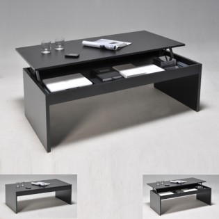 Table basse plateau relevable DARWIN 120x60cm / Noir