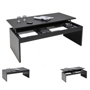 Table basse plateau relevable DARWIN 120x60cm / Noir