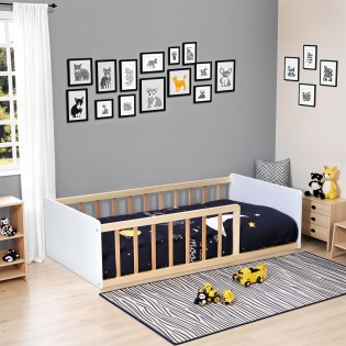 KINDERBETT PILOU / Bett 70x140 - Weiß und Hellholz