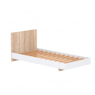 Lit LOFT 90x190 cm + sommier / Décor Blanc & chêne blanchi