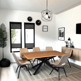 ESSTISCH MONTANA/ 180x90 cm - Eiche Handwerk Dekor und Schwarz