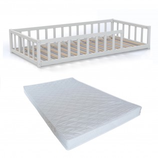 Lit NINO 90x190 avec sommier et matelas / Blanc