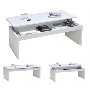 Table basse plateau relevable DARWIN 120x60cm / Blanc