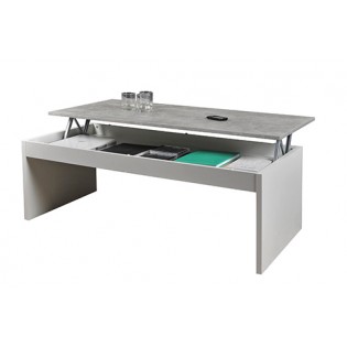 Couchtisch Klapptisch DARWIN 120x60cm / Weiß und Beton