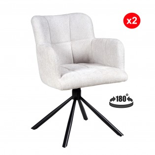 Lot de 2 chaises pivotantes de salle à manger MILA/ Gris clair