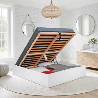 Lit coffre BILBAO 180x200 cm + sommier / blanc