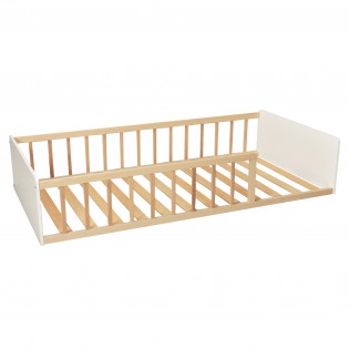 LIT 90x190 PILOU avec sommier / Blanc et naturel