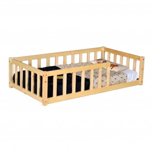 Lit NINO 70x140 + 1 sommier + barrière / Naturel