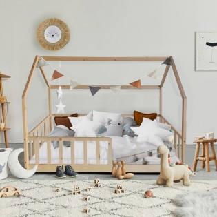 Hausbett KIWI mit Lattenrost/ Kinderbett 90x190 - Weiß