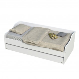 Lit gigogne SWEET 90x190 + 2 sommiers + 1 tiroir-lit / Blanc