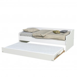 Lit gigogne SWEET 90x200 + 2 sommiers + 1 tiroir-lit/ Blanc