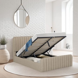 Lit coffre 140x190 cm NEVA + 1 sommier / Beige