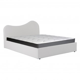 LIT COFFRE 160x200 CM COCOON+ SOMMIER / Tissu Bouclette Blanc