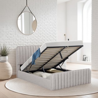 Lit coffre 140x190 cm NEVA + 1 sommier / Gris clair